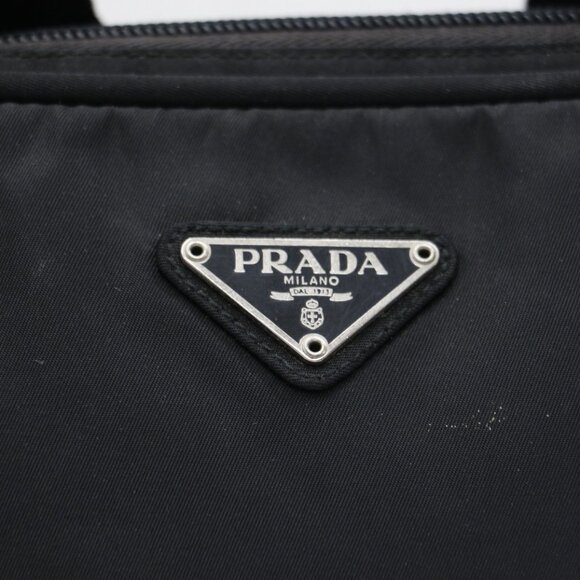 Prada Triangle Logo Black Nylon Handbag - Picture 2 of 16